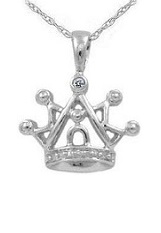 very nice white gold crown pendant necklace for kids 
